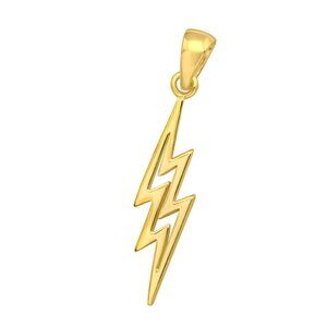 14K Gold Vermeil  Lightning Bolt Pendant 22mm Thunder Charm Gift